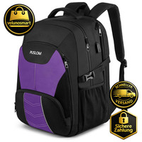 Rucksack 55L Wasserdicht 18,4 Zoll Laptoptasche Mit USB Ladeanschluss Violett