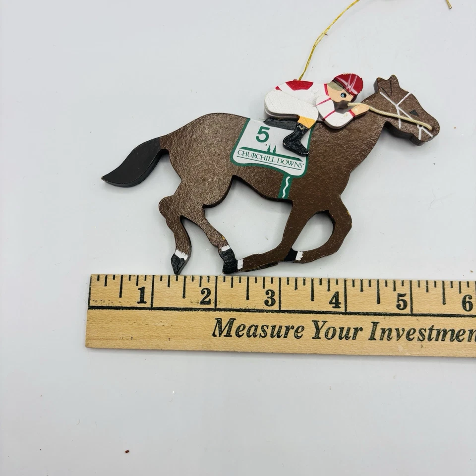 De colección Kurt Adler Madera Caballo Ornamento Kentucky Derby Ecuestre Churchill Downs 98 Foto 4 de 4