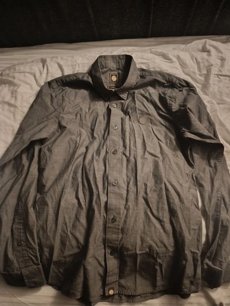 Men Shirt Grey Cotton 36