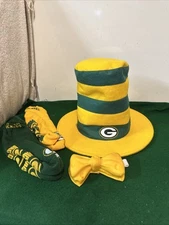 Cat In The Hat Green Bay Packers with foam bowtie, and Green Bay Sox NFL Reebok