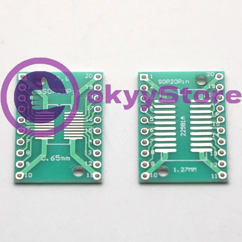 SSOP20 PCB SMD DIP/Adapter Plate Pitch 0.65/1.27mm(1pcs ) - Bild 1 von 1