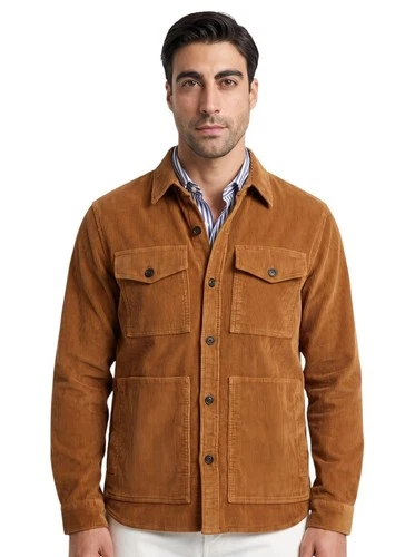 $1250 ISAIA Rust Hand-Sewn Overshirt Jacket Corduroy Cotton Comfort Project video thumbnail