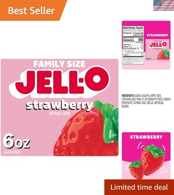 Strawberry Gelatin Dessert Mix, Family Size, 6 oz Box
