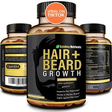Hair + Beard Growth Vitamins for Men | Biotin 10,000mcg, Collagen, Patented O...