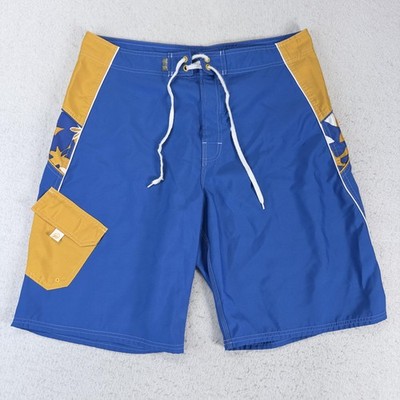 Beach Rays Board Shorts Mens 36 Blue Hawaiian Floral Swim Trunks Cargo Pocket