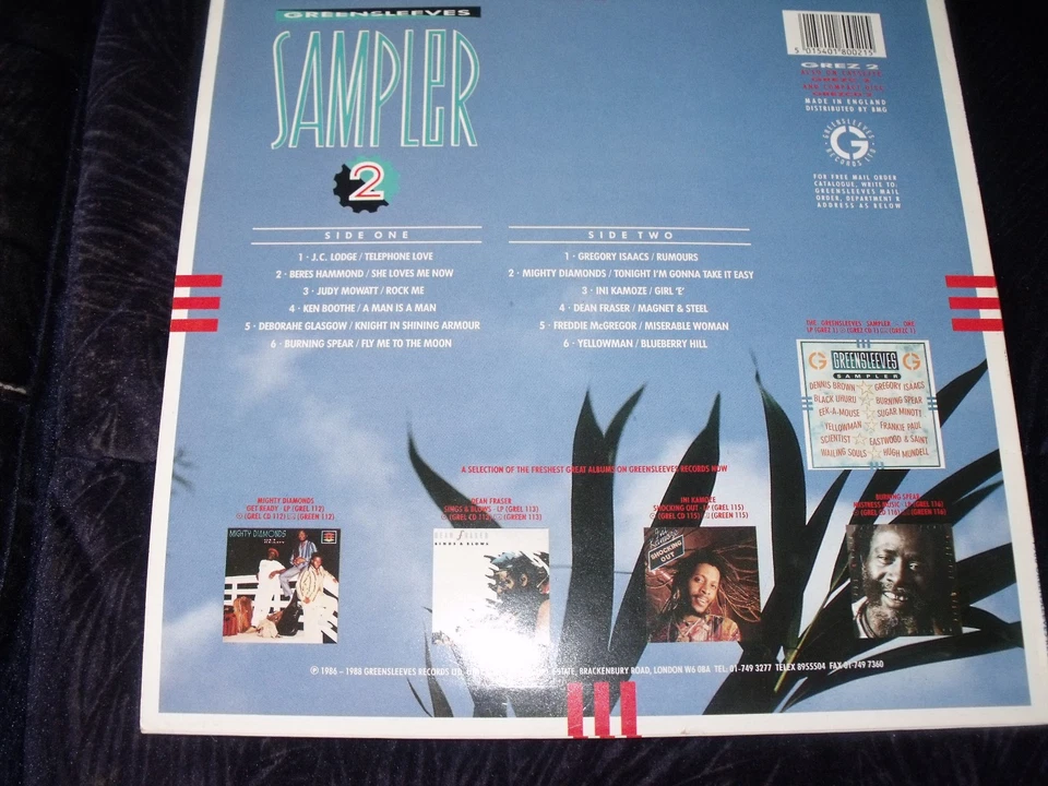 Greensleeves Sampler 2 (LP) Vinyl Record 1988 GREZ 2 ~ Various Artists - Image 2 of 2