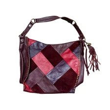 The Sak Women Silverlake Hobo Shoulder Bag  Patchwork Leather Cabernet Burgundy