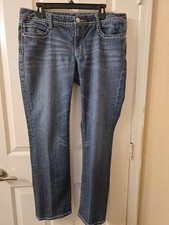 Seven7 Women's Blue Denim Straight Leg Jeans Stretch 5-Pocket Size 14 A5
