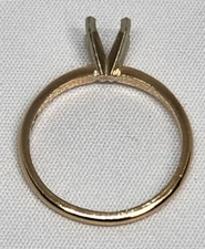 14K Gold Solitaire Semi Mount, 1.6mm Thick