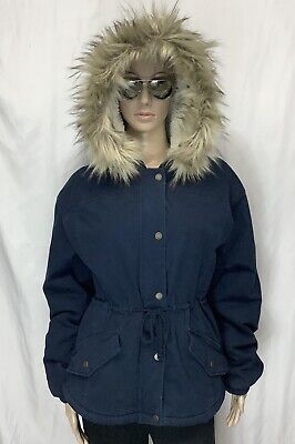 rare HOLLISTER CO Heritage Collection Fur Trim Sherpa Lined Jacket PARKA  women M 