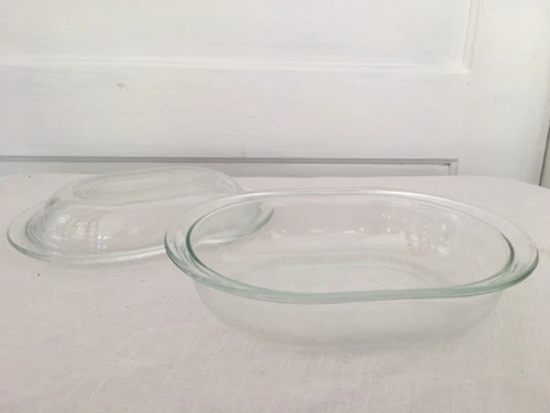 Vtg Pyrex 602-C oval Clear Glass  #602-B Refrigerator Dish 8.5"x3"