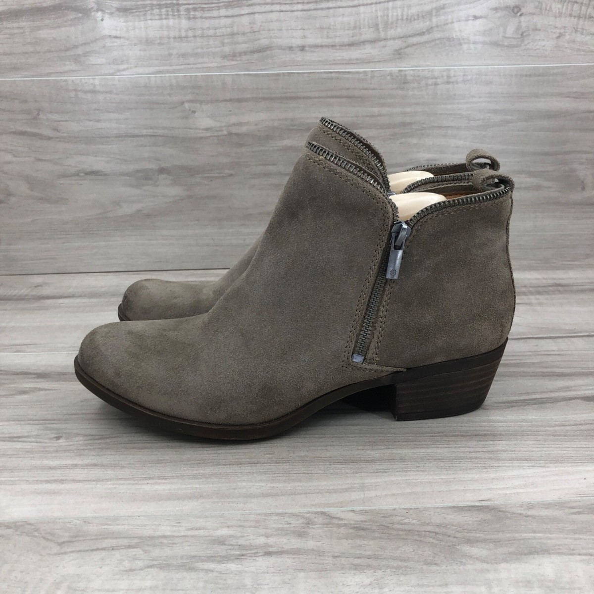 Shoe Lucky Brand Bartalino Ankle Boot Lucky Brand Booties Women's 10  Bartalino Brown Suede Zip Ankle