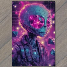 Art Print Alien Creature Moonlight Crypto Galaxy Sci-Fi Business Suit Geometric