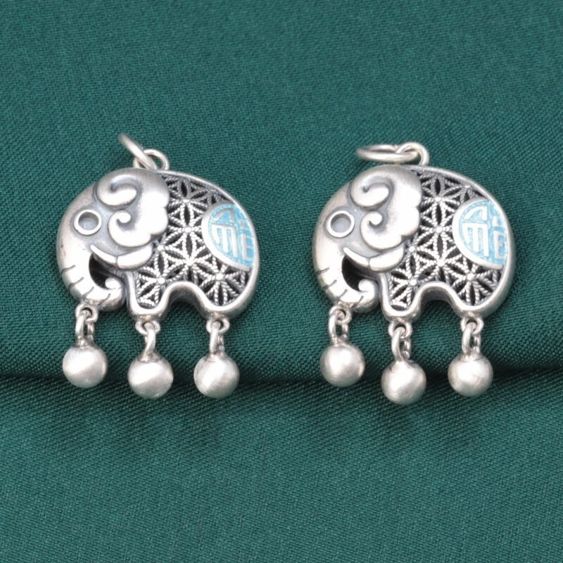 A22 Rimorchio Elefante Con Motivo E Palline D'Argento Argento Fine 990 - Immagine 2 di 4