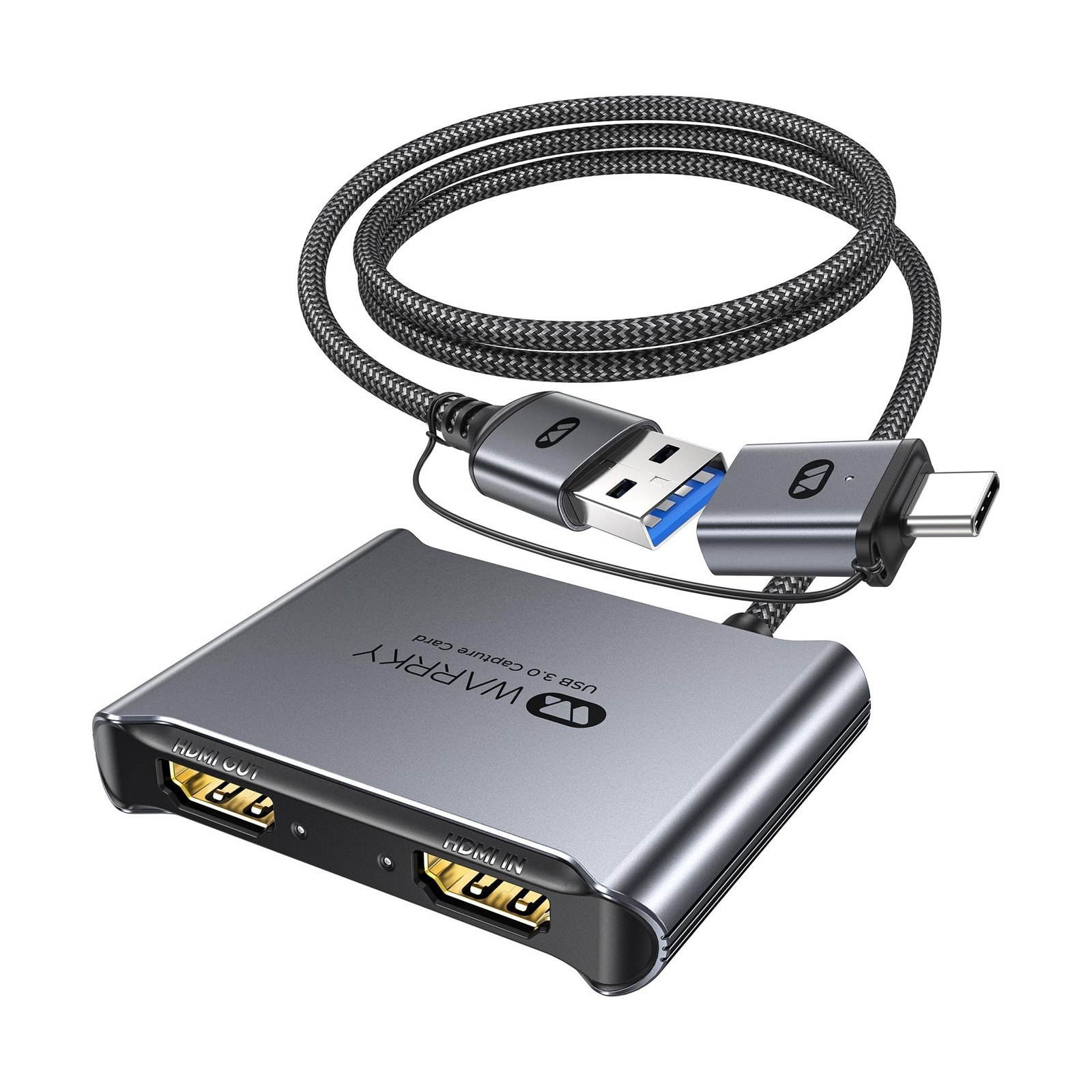 WARRKY 4K HDMI Capture Card [with Fixed USB 3.0 Cable, 4K Loop Out, No-Latenc...