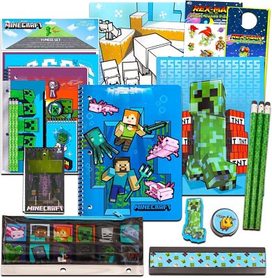 Minecraft Kids Complete School Supplies Set With Folders Notebooks Pencils