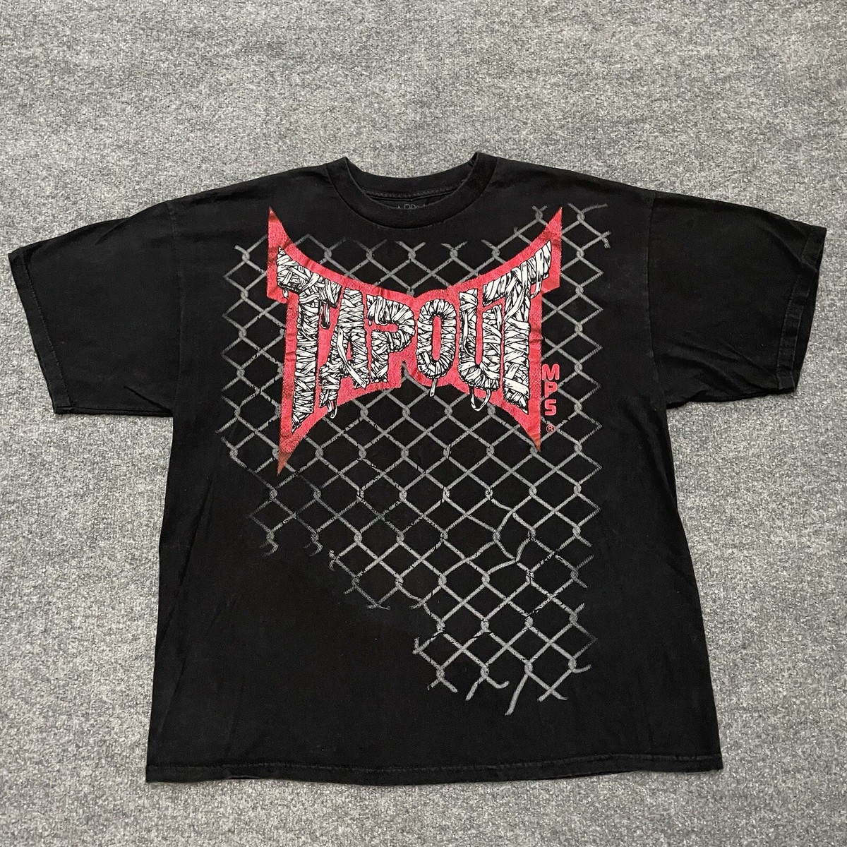 Vintage Tapout T Shirt Mens 2XL Black Short Sleeve Grunge Mall
