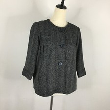 MAX STUDIO Womens sz 2 Marled Black White 3/4 Sleeve Textured Lined Jacket