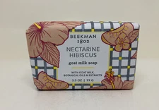 Beekman 1802 Nectarine Hibiscus Pure Goat Milk Bar Soap PALM SZ 3.5oz NEW SEALED