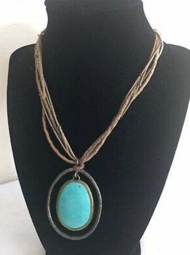 SILPADA Colgante Howlita Collar N1804 Cuero Turquesa Plata de Ley 925 Foto 3 de 4