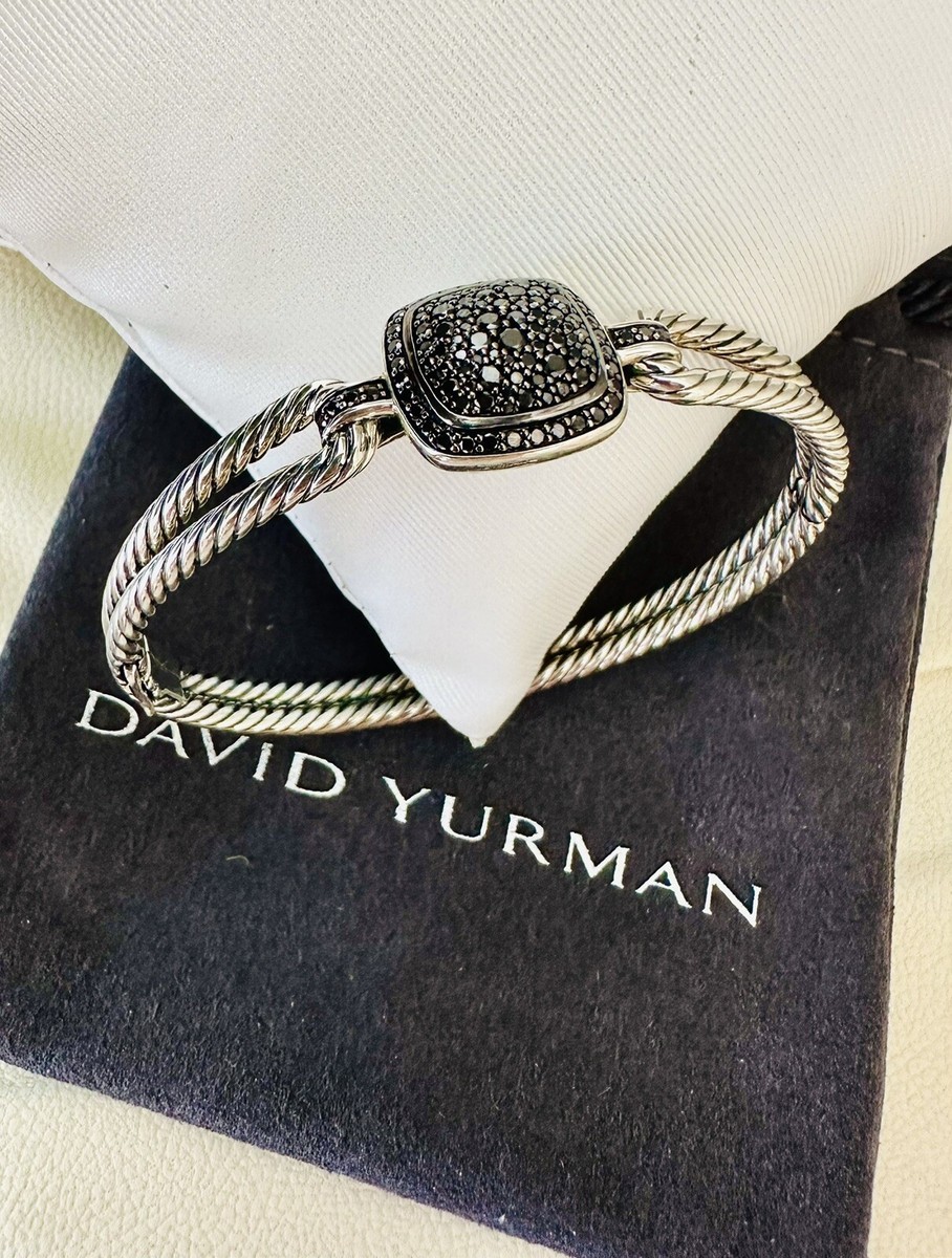 Ladies David Yurman Sterling Albion Bracelet Cuff With Black