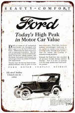1926 Ford Touring Sedan Vintage Look Reproduction Metal Sign 8 X 12 1926 Ford Touring Sedan Vintage Look Reproduction Metal Sign 8 X 12