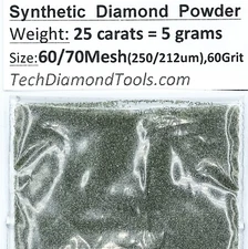 TechDiamondTools Diamond Powder 60 Grit 250-212 Microns, 25 cts = 5 Grams