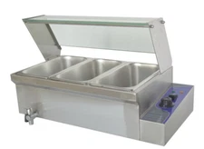 3 Pan Food Warmer Bain-Marie Buffet Table Kitchen Machine Countertop Steamer 2HP