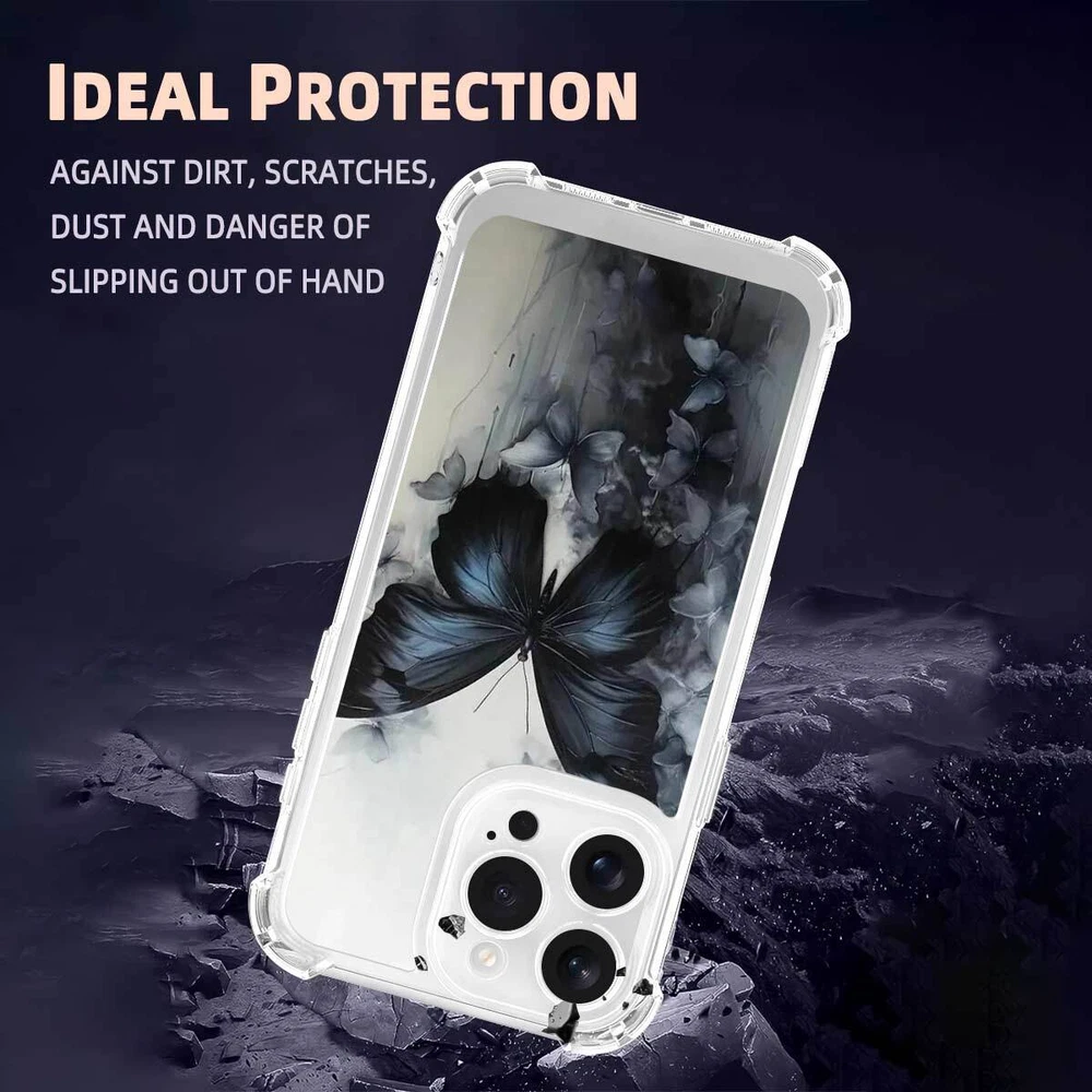iPhone 14 Pro Max 15 16 Plus Samsung A56 A16 Butterfly TPU Case