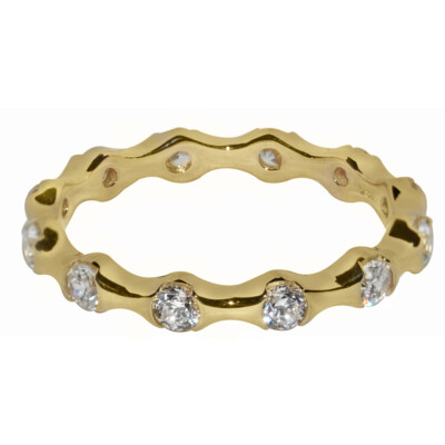 Genuine 14k Yellow Gold Channel-Set Round Cubic Zirconia Eternity Band ...