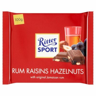 Ritter Sport Rum, Raisin & Hazelnuts Milk Chocolate - 100g