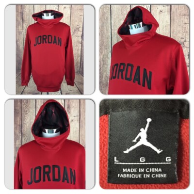 MINT COND VTG NIKE JORDAN JUMPMAN MENS LARGE SPELLOUT SCUBA HOODIE SWEATSHIRT~