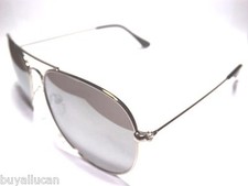 Unisex Aviator Sunglasses Mirrored Lens Silver Metal Frames 100 UV400 Protection