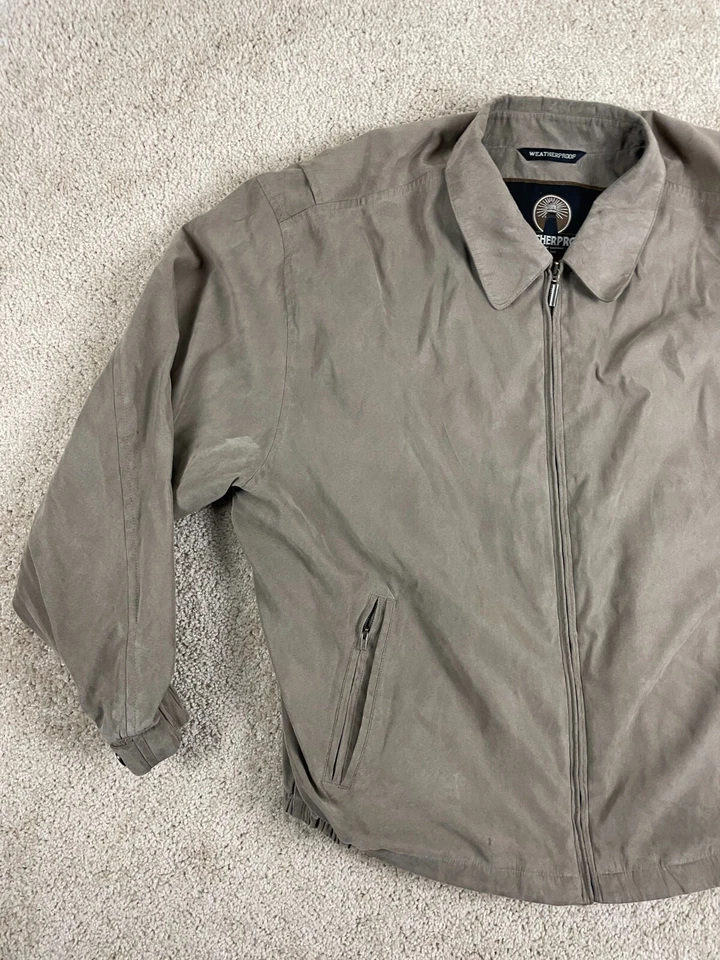 Vintage Weatherproof Bomber Jacket Mens XXL Full Zip Pockets Collar Solid Brown - Image 4 of 4