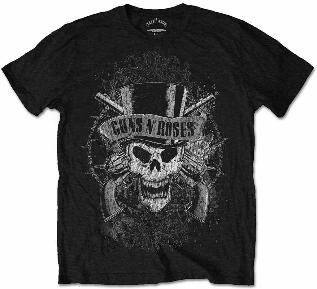 GUNS N ROSES SLASH Hanes Tシャツ ブラック スケルトン 90's Hanes ''GUNS 'N ROSES'' 両面オールオーバープリント T