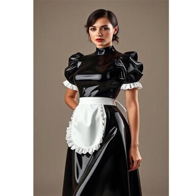 Latex french maid dress with apron brand new made to your size | eBay UK