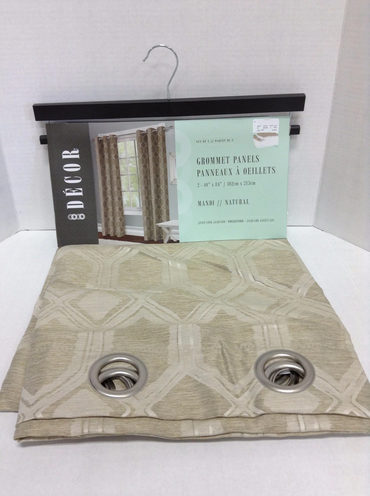 2 Decor Linen Look Jacquard Grommet Drapes Curtains Panels 40x84 Mandi Natural