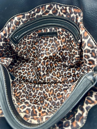 Borsa tote vintage Wilson’s in pelle nera con accenti argento stampa ghepardo BELLA - Foto 15 di 23