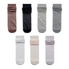 5 Pairs Women Solid Striped Mid Calf Socked Summer Loose Cotton Quarter Socks