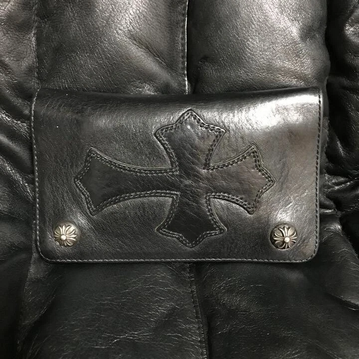 CHROME HEARTS Leather Cross Patch 1zip Wallet