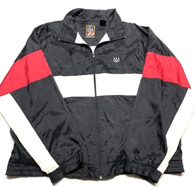 USA Jacket JC Pennys Vintage 1990s Windbreaker Black White USA Jacket JC Pennys Vintage 1990s Windbreaker Black White