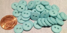 24 Small Matte Blue Plastic Sew-through Buttons 11mm 7/16" # 7824