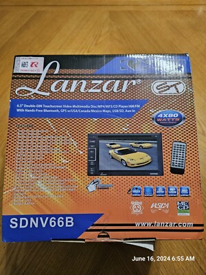 Lanzar SDNV66B 2-DIN 6.5'' Video Headunit Receiver, GPS Navigation, Bluetooth 