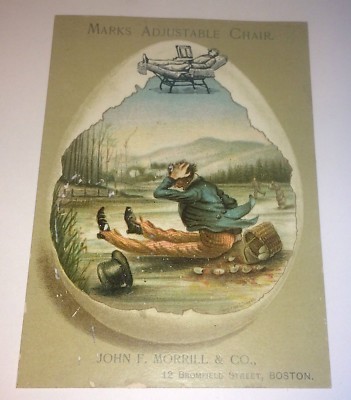Rare Antique Victorian Marks Adjustable Chair Advertising Boston, MA Trade Card!
