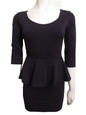 open lace back dress Women's Peplum Sheath Dress 3/4 Sleeve Round Neck Pencil Dress  Allegra K