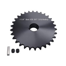 50 Roller Chain Sprocket 30 Tooth 1-1/4" Bore 1/4" Keyway Black Oxide with...