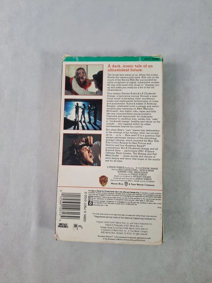 A Clockwork Orange (VHS, 1991) Stanley Kubrick Cult Classic Movie was in 1971 - Image 4 of 4