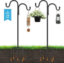 2 Pack 108 Inch Adjustable Double Shepherds Hooks for Outdoor 2 Sided Bird Fe...