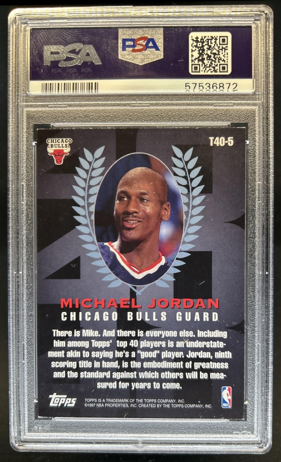 1997-98 Topps Michael Jordan 40 #T40-5 Bulls PSA 7 view 2