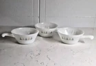 3-Vintage Anchor Hocking Fire King Candle Glow Atomic 1 Handle Soup Bowls